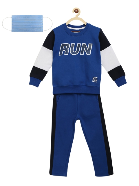 

Lil Tomatoes Boys Blue Black Colourblocked Tracksuit