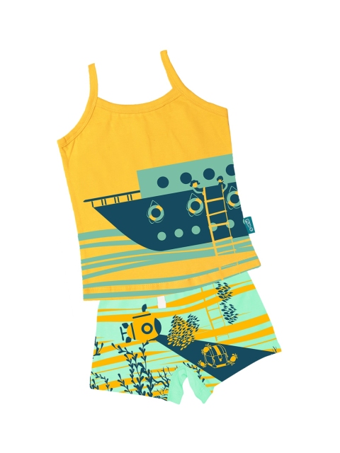 

You Got Plan B Girls Blue & Yellow Printed T-shirt with Shorts