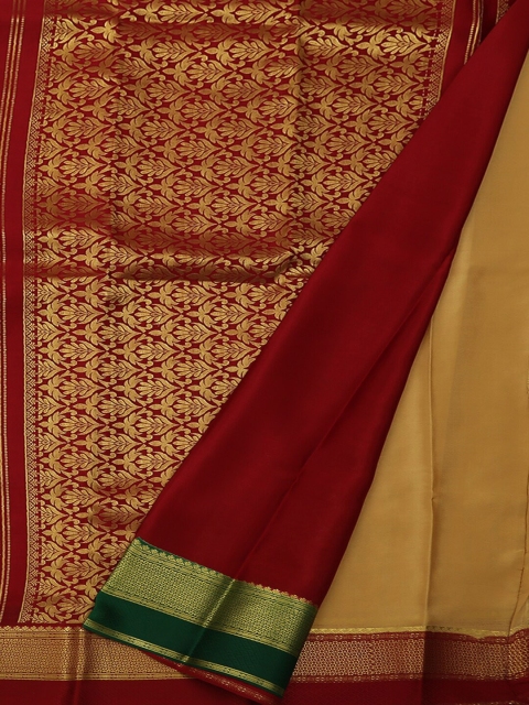 

Pothys Cream-Coloured & Maroon Pure Silk Woven Design Saree