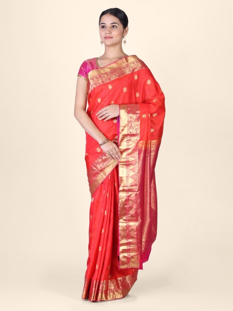 

Hastakala Red & Gold-Toned Pure Silk Kanjeevaram Saree