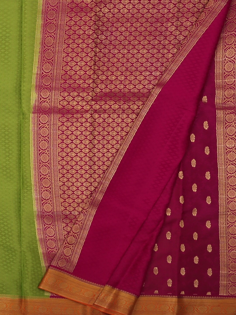 

Pothys Green & Magenta Pure Silk Woven Design Mysore Silk Saree