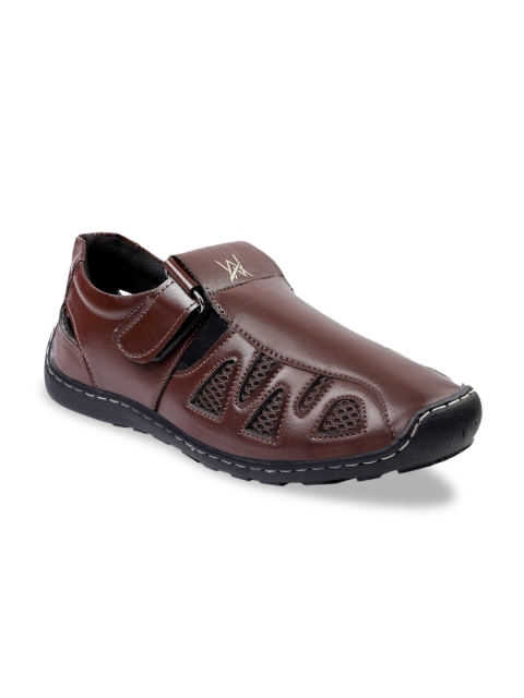 

Woakers Men Brown Solid Leather Shoe-Style Sandals