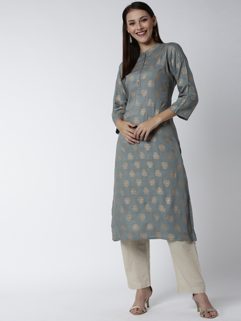

Soch Women Grey Printed Straight Kurta
