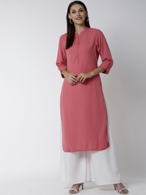 

Soch Women Coral Pink Solid Straight Kurta