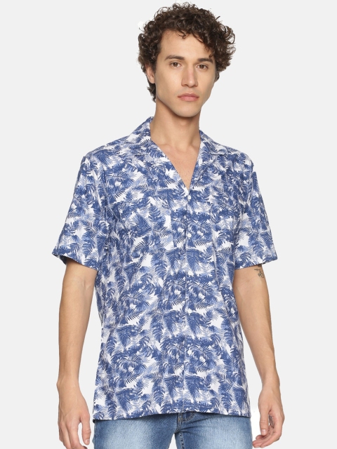 

Bene Kleed Men White & Blue Regular Fit Tropical Print Casual Shirt