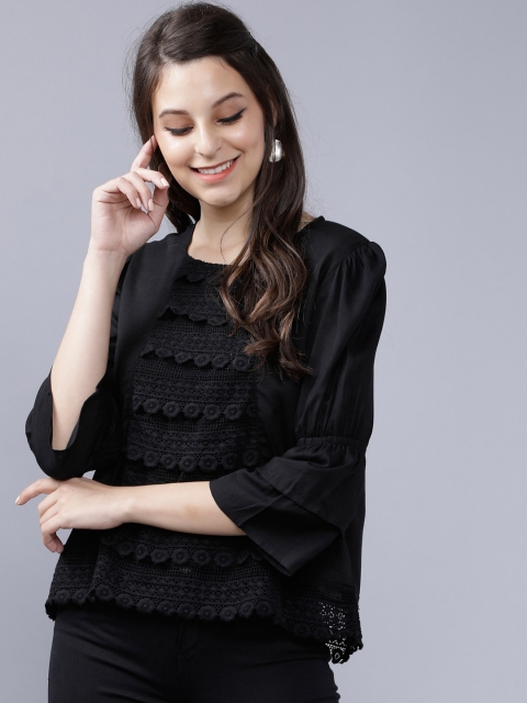 

Tokyo Talkies Women Black Self Design A-Line Top