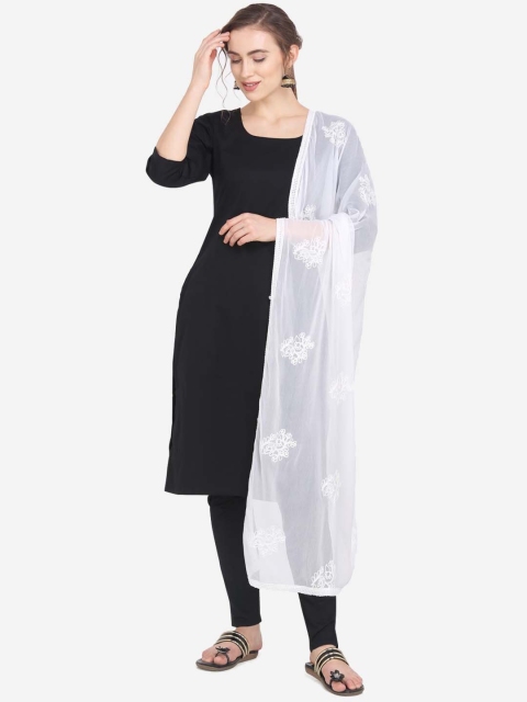 

mf White Embroidered Dupatta
