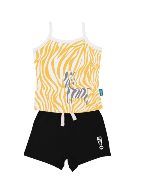 

Plan B Girls Yellow & Black Striped T-shirt with Shorts