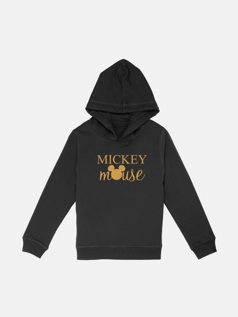 

Kids Ville Boys Black Printed Hooded Sweatshirt