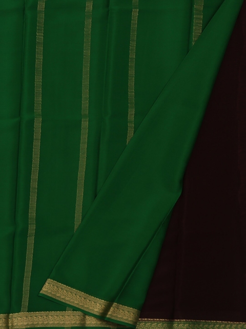 

Pothys Coffee Brown & Green Pure Silk Striped Saree
