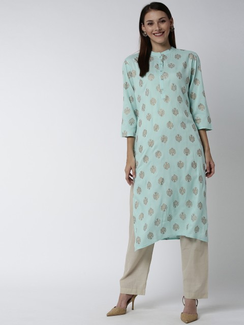 

Soch Women Blue Printed A-Line Kurta