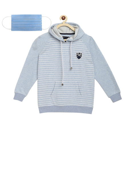 

Lil Tomatoes Boys Blue Striped Hooded Sweatshirt