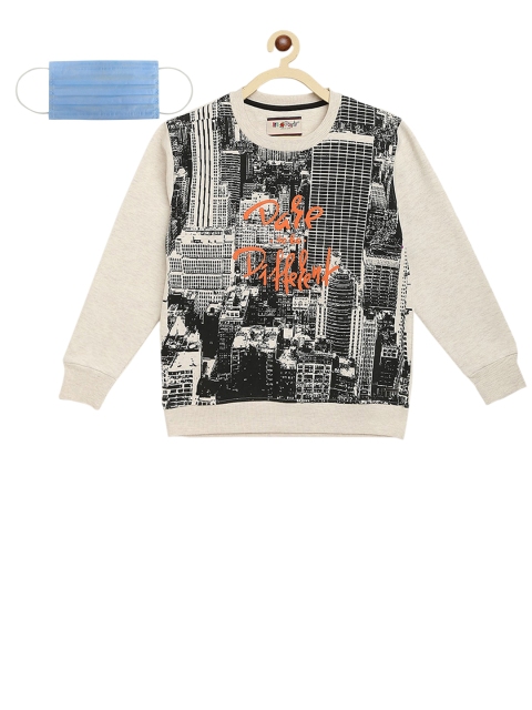 

Lil Tomatoes Boys Beige & Black Printed Sweatshirt