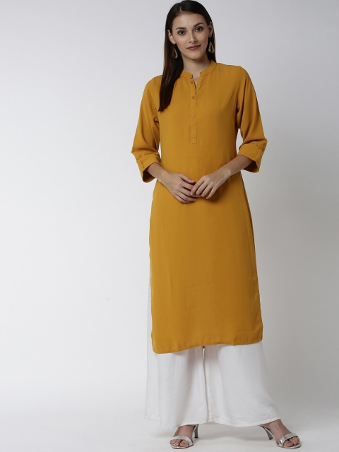 

Soch Women Mustard Yellow Solid A-Line Kurta