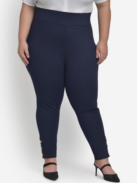 

Martini Women Navy Blue Solid Slim-Fit Treggings