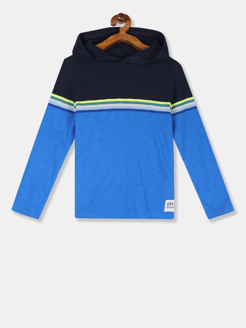 

GAP Boys Blue Chest Stripe Hooded T-Shirt