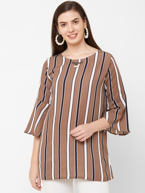 

Juliet Women Brown And White Striped Tunic Top