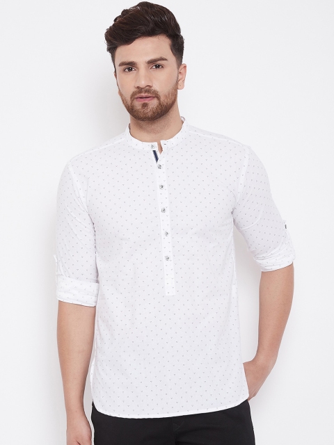 

even Men White Printed Straight Kurta