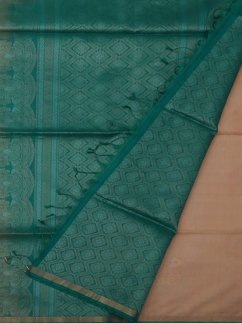 

Pothys Cream-Coloured & Green Silk Cotton Woven Design Saree