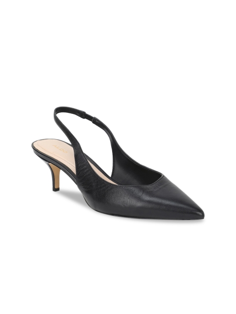 

ALDO Women Black Leather Solid Pumps