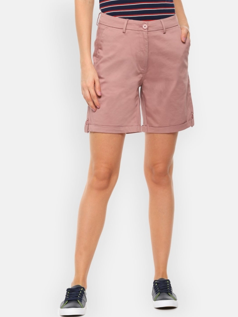 

Van Heusen Women Dusty Pink Solid Regular Shorts