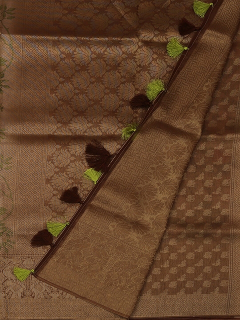 

Pothys Brown & Gold-Toned Art Silk Woven Design Saree