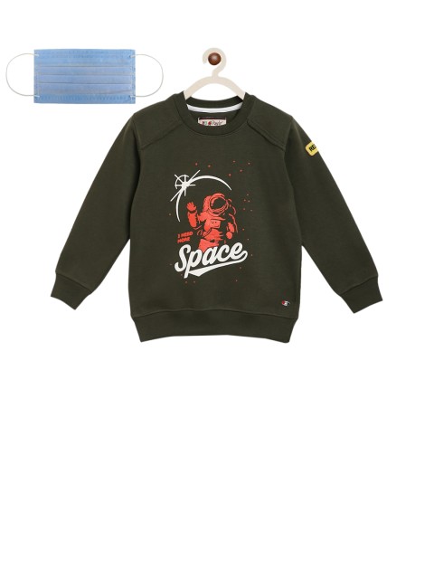 

Lil Tomatoes Boys Olive Green Printed Sweatshirt