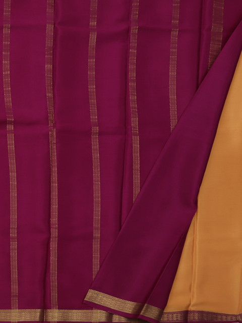 

Pothys Cream-Coloured & Purple Pure Silk Solid Saree