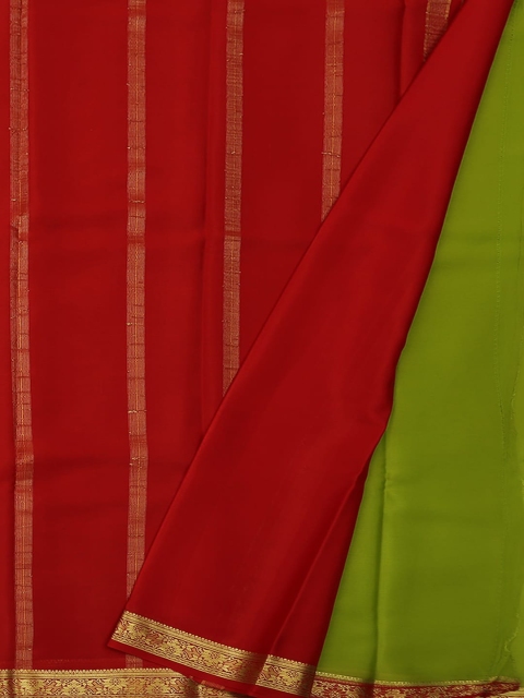 

Pothys Green & Red Pure Silk Solid Saree