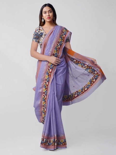 

Unnati Silks Violet Pure Cotton Solid Mangalagiri Saree