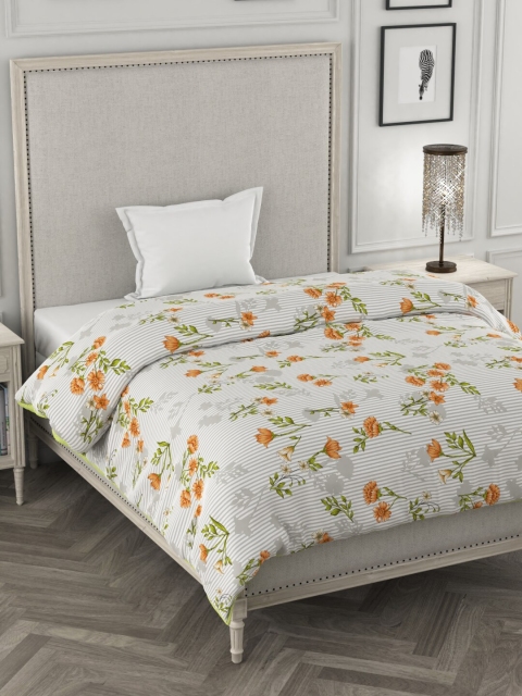 

Portico New York White & Orange Floral Heavy Winter 120 GSM Single Bed Comforter