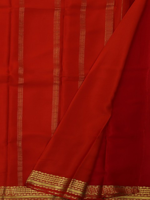 

Pothys Red & Maroon Pure Silk Solid Mysore Silk Saree