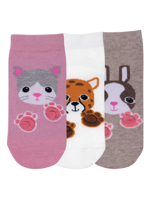 

Mustang Unisex Kids Pack of 3 Multi Color Patterned Ankle-Length Socks, Pink