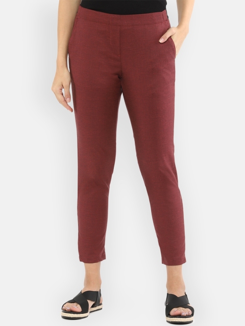 

Van Heusen Woman Maroon Regular Fit Solid Cigarette Trousers
