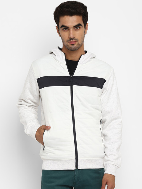

Octave Men White & Black Colourblocked Hooded Sweatshirt
