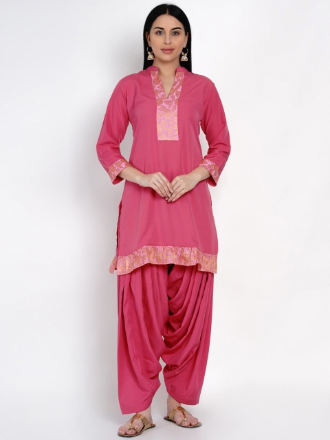 

FABNEST Women Pink Solid Kurta with Patiala