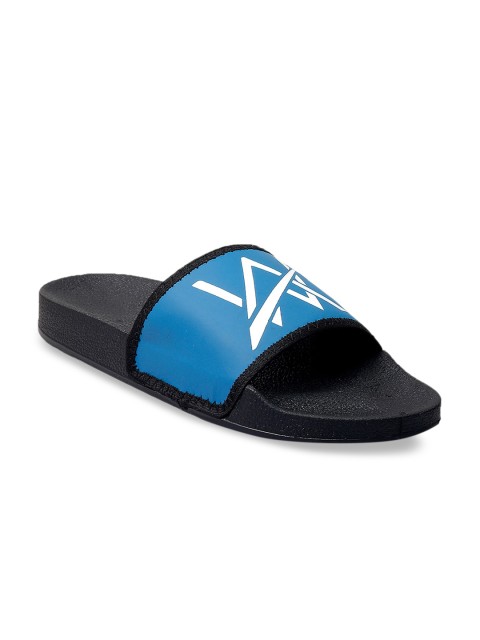 

Woakers Men Blue Printed Sliders