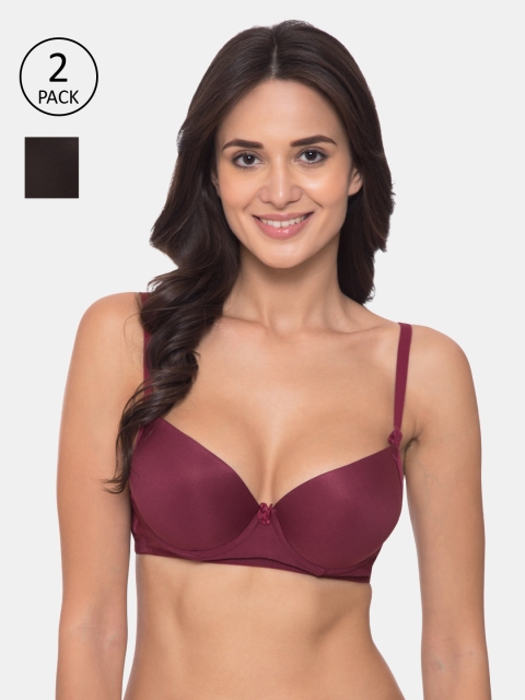 

Tweens Pack Of 2 Purple & Black Solid Underwired Heavily Padded Everyday Bra