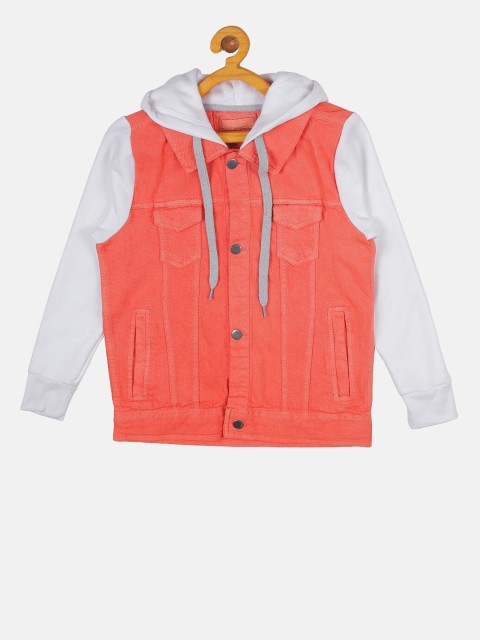 

Instafab Boys Peach-Coloured Solid Windcheater Denim Jacket