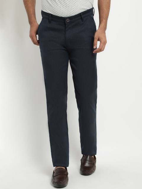 

COBB Men Navy Blue Slim Fit Solid Formal Trousers