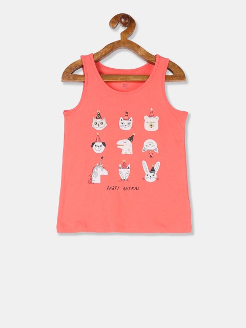 

GAP Boys Peach-Coloured Printed Round Neck T-shirt
