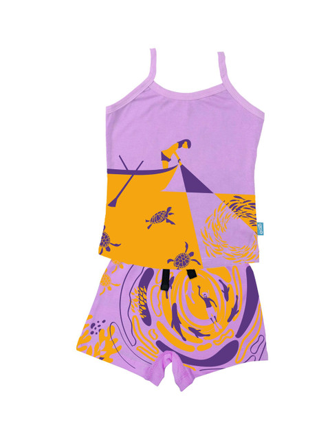 

Plan B Girls Lavender Printed Shirt with Shorts