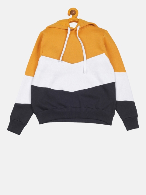 

Instafab Boys Black & Yellow Colourblocked Hooded Sweatshirt