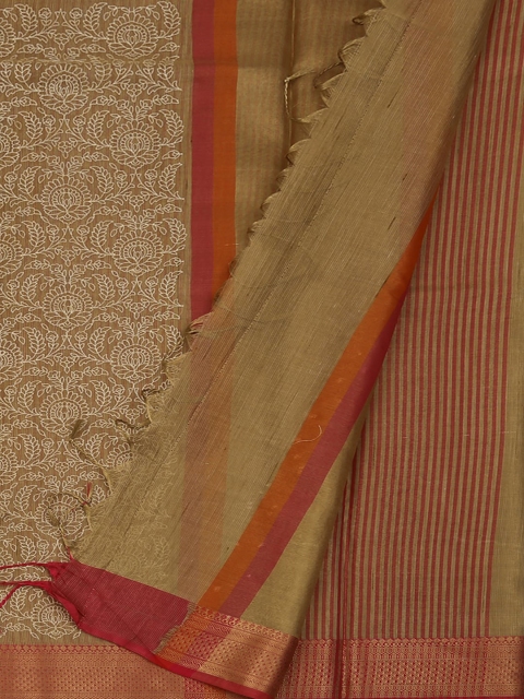 

Pothys Gold-Toned Printed Cotton Blend Saree