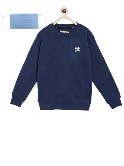 

Lil Tomatoes Boys Navy Blue Solid Sweatshirt With Mask