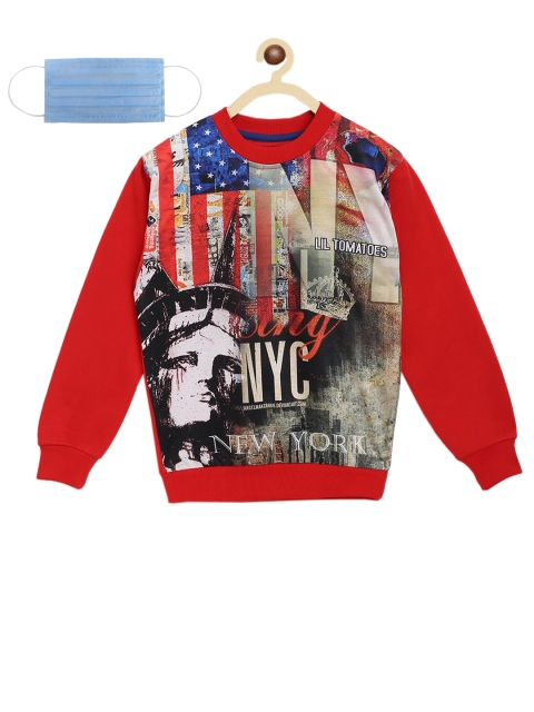 

Lil Tomatoes Boys Red & Grey Printed Sweatshirt