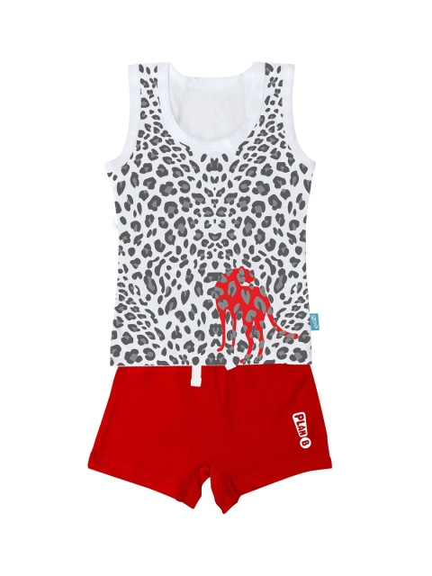 

You Got Plan B Boys White & Red Printed T-shirt with Shorts