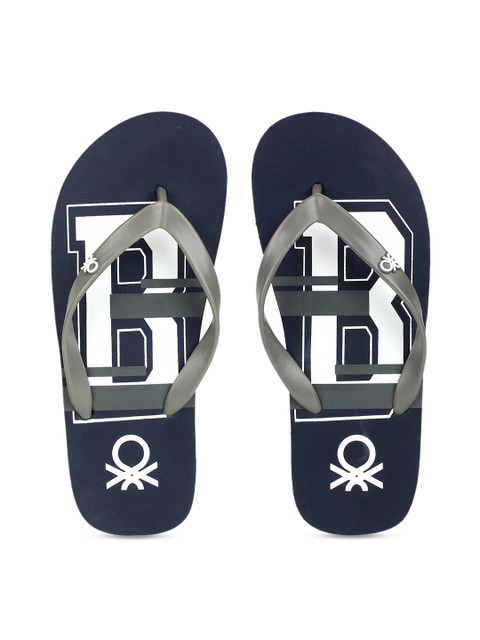 

United Colors of Benetton Men Navy Blue Printed Thong Flip-Flops