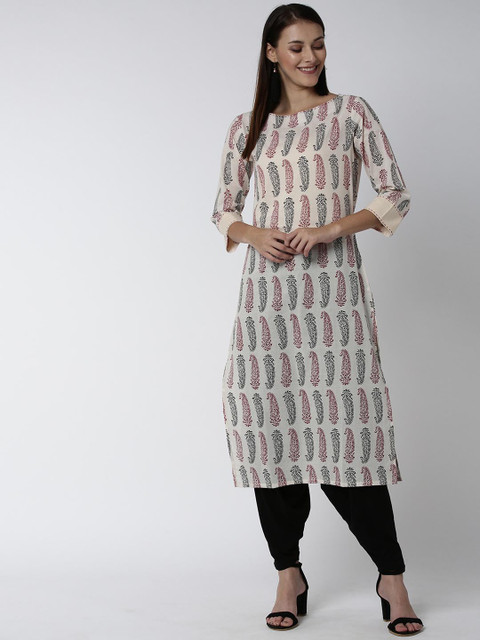 

Soch Women Cream-Coloured Printed A-Line Kurta