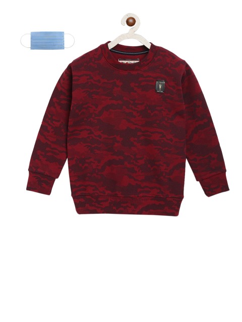 

Lil Tomatoes Boys Maroon Printed Sweatshirt